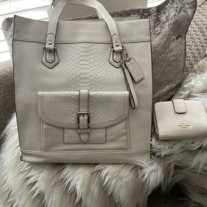 Coach Tote Handbag  Charlie Python Embossed Leather Tote